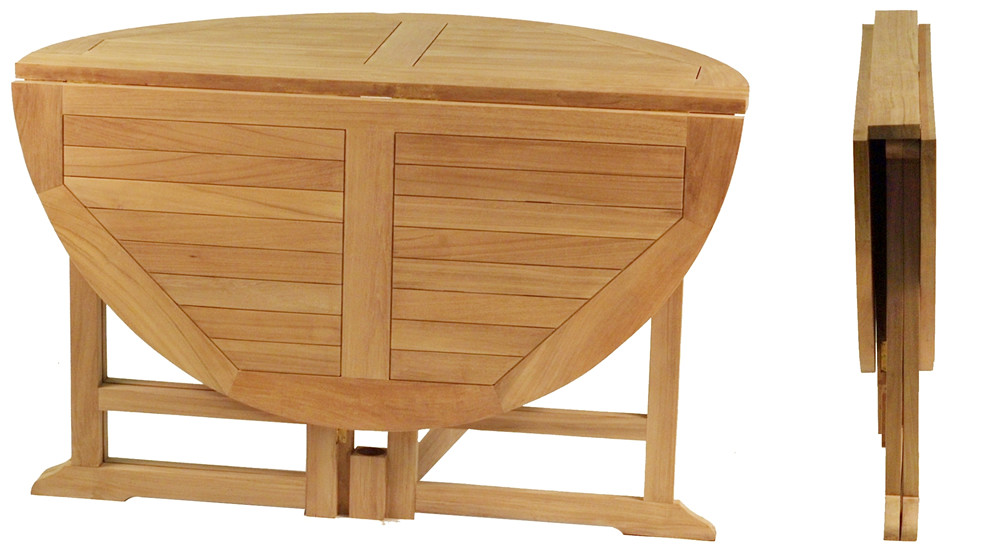 Table En Teck Ronde Pliante Nosy Be Jardideal Fr